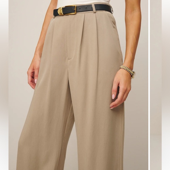 Reformation Tan High Rise Wide Leg Mason Pant - Picture 4 of 8